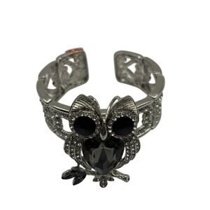 NEW Owl Black White Cuff Hinged Bracelet Removable Magnetic Brooch Western